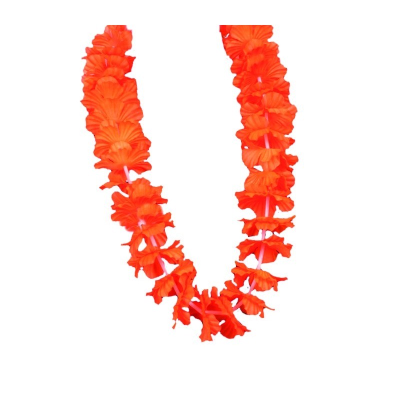 Collier Hawai fleurs tissu Orange Tropical  0,57 €