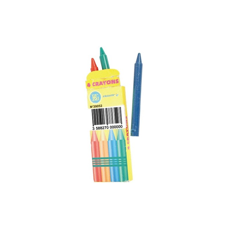 Crayons de cire 8 cm (bte de 4) Pêche mixte 0,20 €