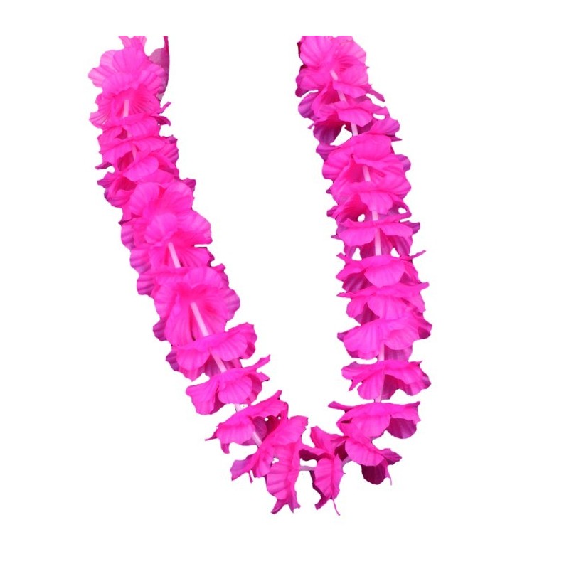 Collier Hawai fleurs tissu rose Tropical  0,57 €