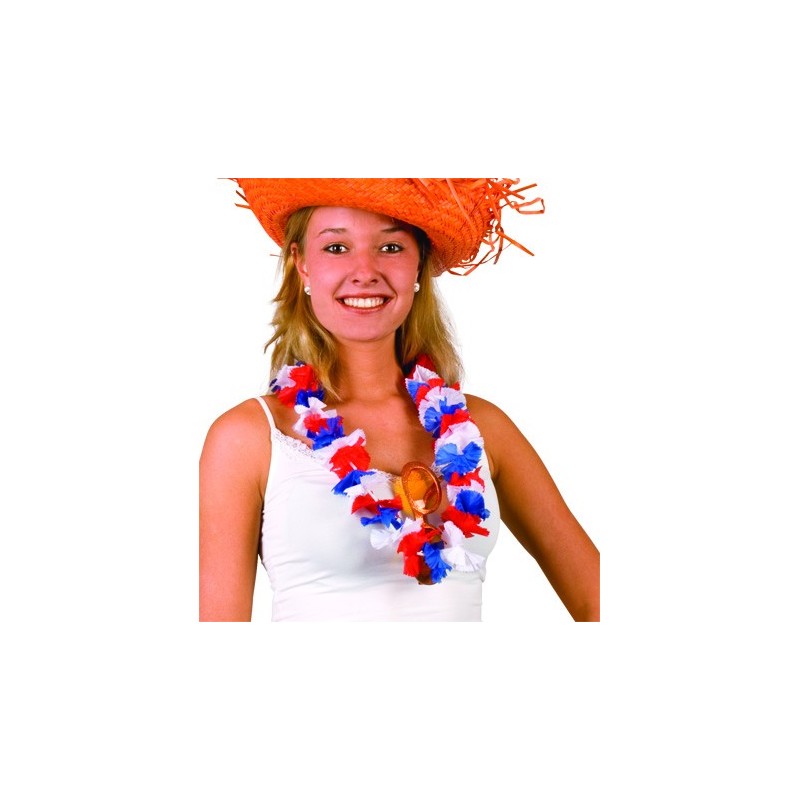 Collier hawaii fleurs tissu Tricolore France / Supporters 0,63 €