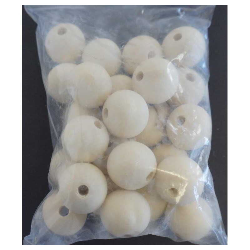 Sachet 25 perles rondes naturelles diam 30 mm Perles et accessoires - Boules décoratives 4,52 €