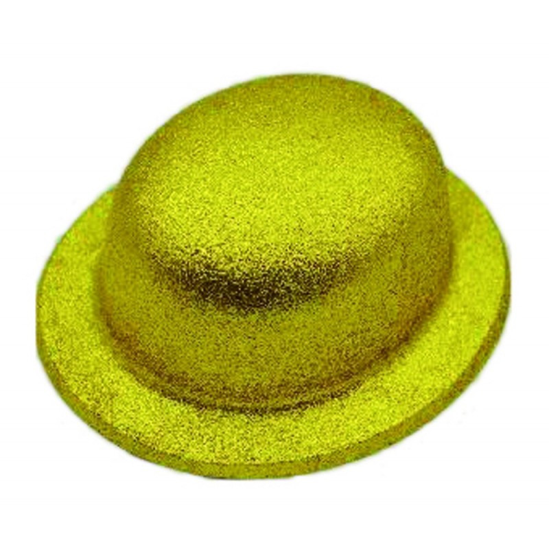 Chapeau melon vert fluo pailletté pour soirée année 80, disco, fêtes