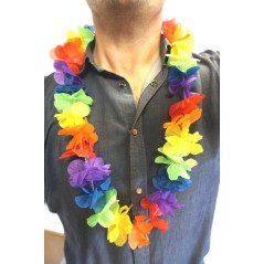 Collier Hawai fleurs tissu multicolore Tropical  0,56 €