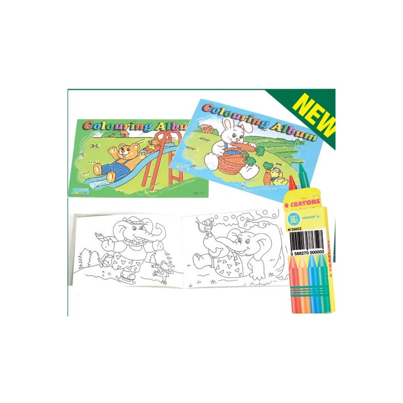 Album à colorier + 4 crayons de cire Crayons et Feutres 0,44 €